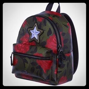 Coach Mini Charlie Backpack w/Camo Rose Floral Pri